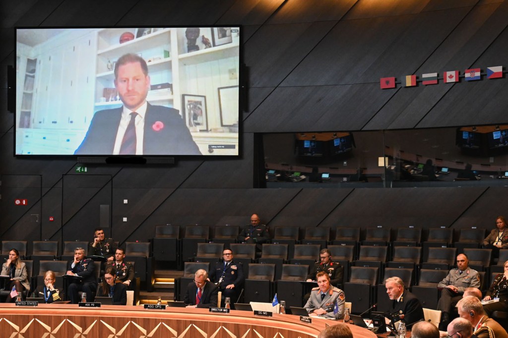 Prince Harry proudly displays Meghan Markle wedding photo during NATO virtual meeting