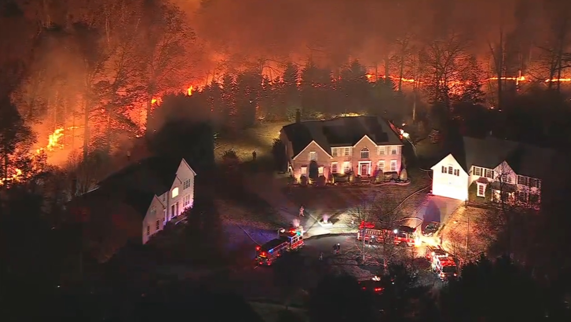 Raging New Jersey wildfire threatens to engulf 20 homes as crews battle 40-acre blaze