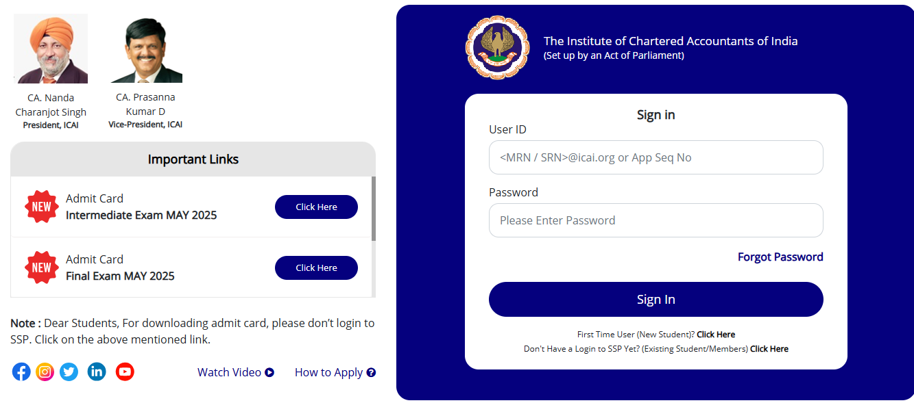 ICAI CA May admit card 2025 released for Intermediate, Foundation exam